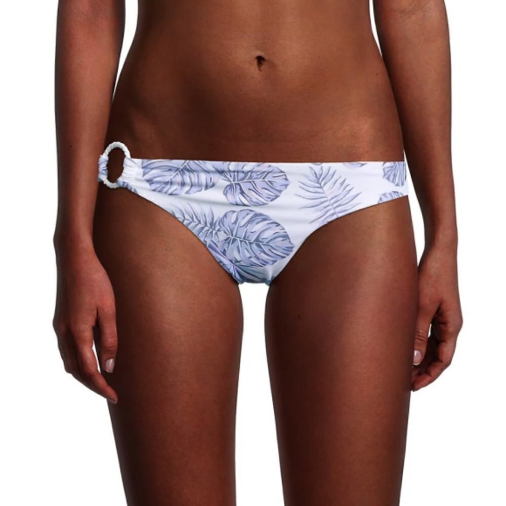 ONIA "Vanessa" Palm Leaves Printed Hipster Bikini Bottom - Blue, White